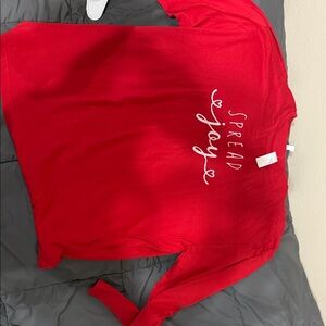 Red Long Sleeve Tee with 'Spread Joy' Print